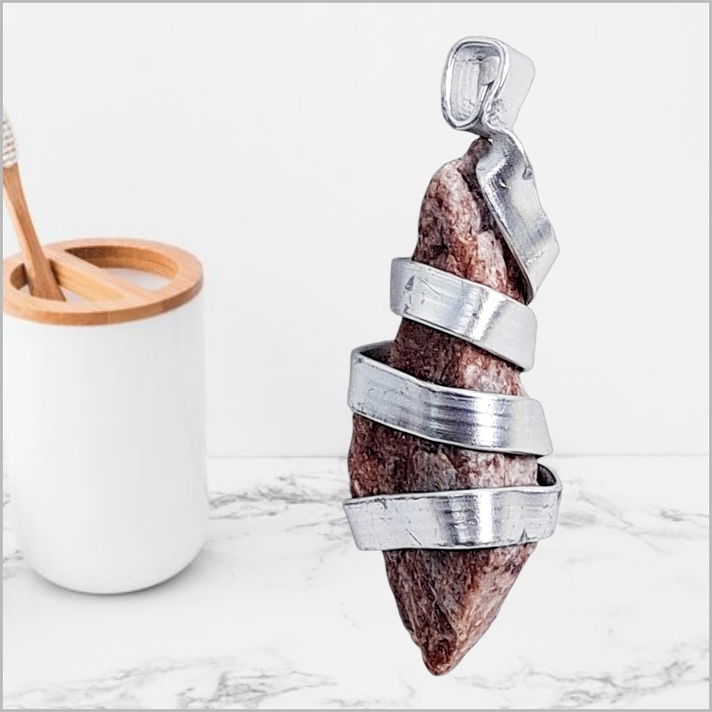 Silver Wrapped Natural Stone Pendant
